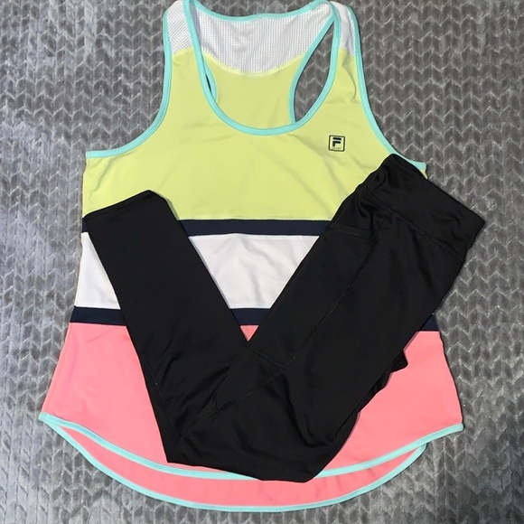 FILA Sport racer back top. Athletic Works leggings with 2 side pockets. XL. - Picture 1 of 7
